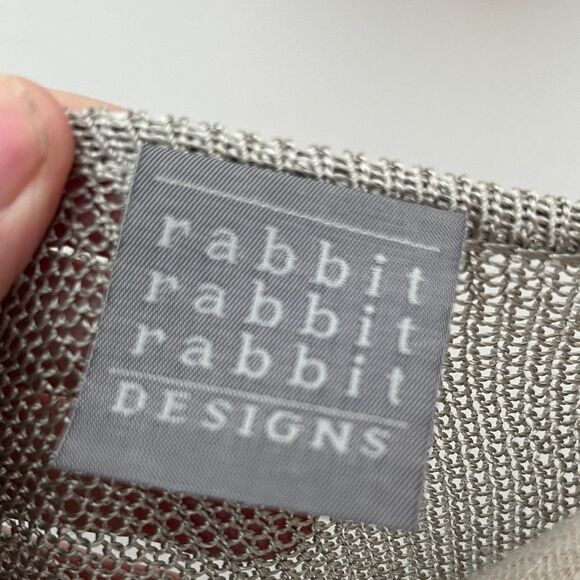 Rabbit Rabbit Rabbit Light Silvery Sage Open-Knit Cropped Sweater NWOT VTG - Picture 2 of 9